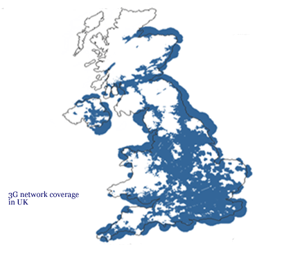 3G mobile broadband coverage in the UK